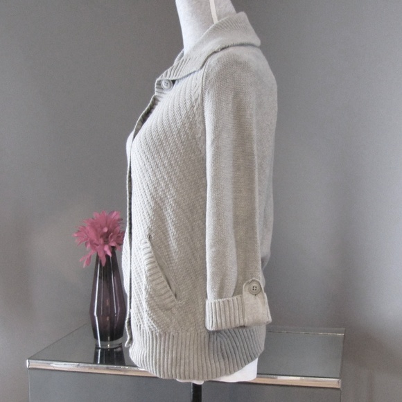 NEW Sonoma Gray Knit 3/4 Sleeve Cardigan Sweater M - Picture 3 of 6